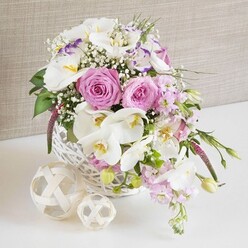 ORCHID, ROSE & VERONICA WEDDING CENTREPIECE