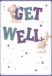 There's an irresistible cheer woven throughout this illustrated get well card, mirroring the warmth of Becontree Heath community life. Two adorable friends-a plump teddy bear and a lively puppy-playfully balance and support the big, vibrant letters that spell out 'Get Well' in shades of indigo and teal. The creamy soft background gives the card a feeling of clarity and reassurance, with scattered celestial stars sparkling in purples and blues to hint at hope's gentle magic. Both bear and puppy are rendered with exquisite, touchable detail: you can almost sense the comfort in their illustrated fur, their poses expressive of kindness and support. Every artistic choice-from the bold, leaping text to the star-studded border-serves to deliver a mood of lightness and caring, reminiscent of the bouquets crafted just steps from Valence Avenue. The scene glows with quiet energy, perfect for bringing a smile and offering genuine comfort to anyone in recovery. More than a simple message, this card truly represents a heartfelt well-wish, as real and comforting as a hand-delivered arrangement from Becontree Heath's trusted florists.