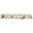 The photo presents a personalised funeral flower tribute spelling out "GRANDPA" in bold, three-dimensional capital letters, designed as a single horizontal piece displayed against a bright white background like one might see at a Becontree Heath memorial. Each letter is completely carpeted with white chrysanthemums, their small, tidy blooms packed closely together to form a smooth, cushion-like surface that feels soft and comforting even from a distance. Along the base of every letter runs a fine band of pale lavender ribbon, giving the design a gentle, pastel border that softly outlines the word and complements the cool white tones. Dark green bars behind the letters hold them in place, connecting the entire tribute while staying mostly hidden under the flowers. Carefully placed accent sprays bring touches of vibrant colour and emotion: the "G" and the "D" display clusters of deep red anthuriums, their waxy, heart-shaped petals and prominent spadices nestled within polished green foliage and delicate purple filler blooms, symbolising deep love and heartfelt remembrance. The first "A" and the final "A" are brightened by clusters of yellow-green orchids, their graceful petals and buds resting among fresh green leaves, adding refinement and a sense of gentle hope. There are no other objects in the scene, just the floral letters floating in clean white space, emphasising the name and the memory it represents. This "GRANDPA" tribute feels both dignified and intimate, an arrangement a family in Becontree Heath might choose to honour a much-loved grandfather, expressing gratitude, respect, and enduring affection through beautifully arranged fresh flowers.